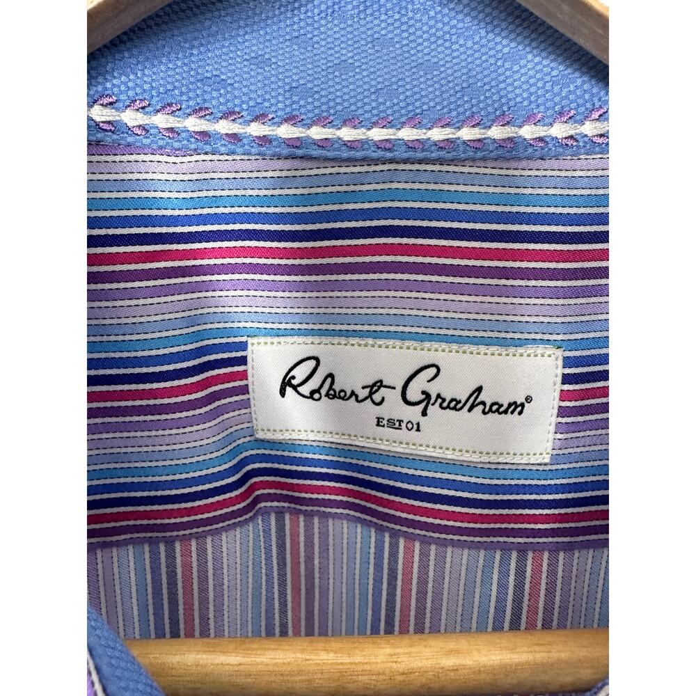 Robert Graham Multi-Color Pinstripe Button-Down Shirt Men's 48 19 34/35 BIG - Picture 6 of 7